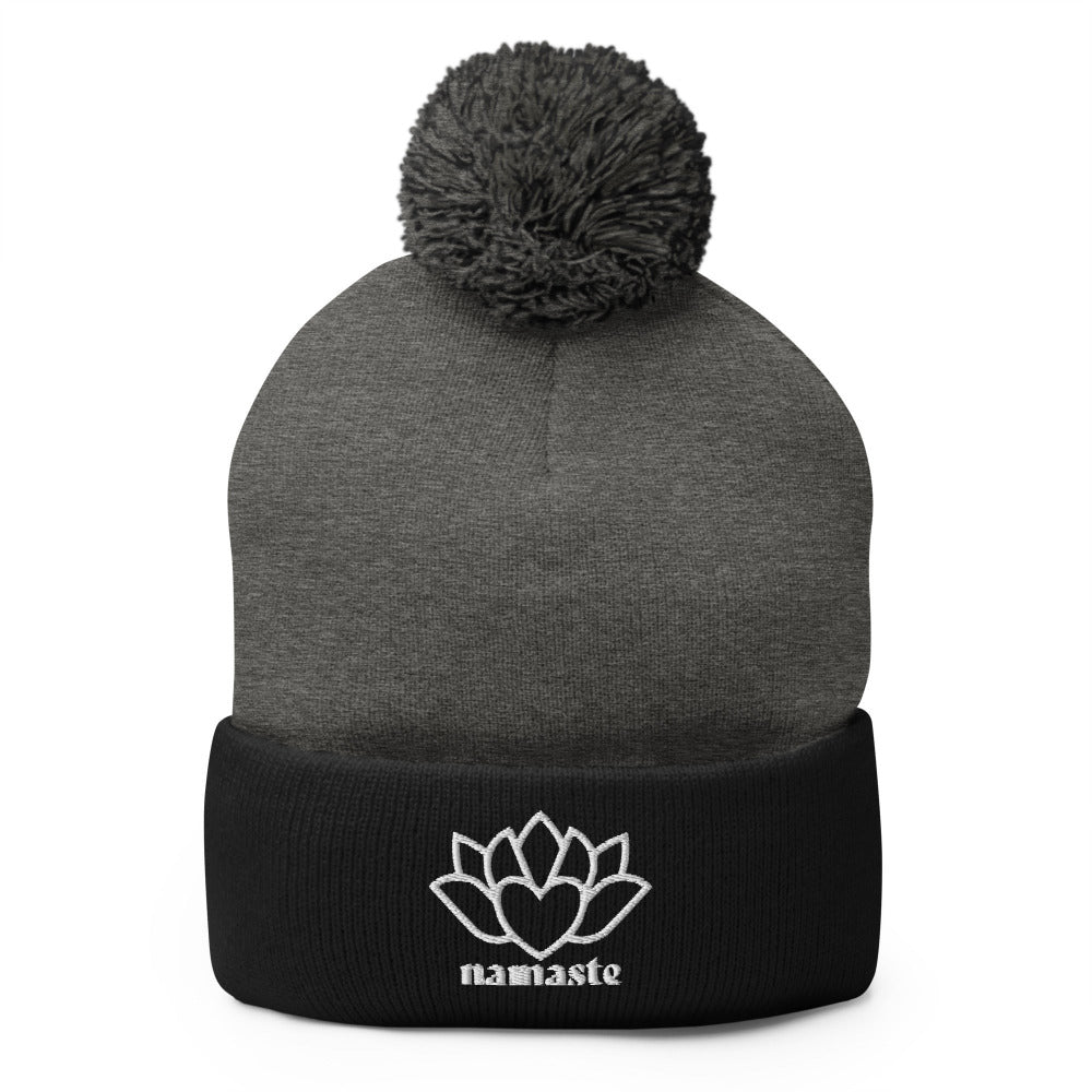 Namaste Pom-Pom Beanie -  Dark Heather Grey/Black